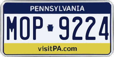 PA license plate MOP9224