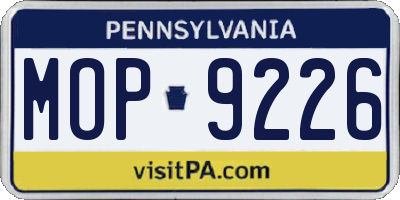 PA license plate MOP9226