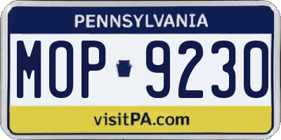 PA license plate MOP9230