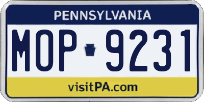 PA license plate MOP9231