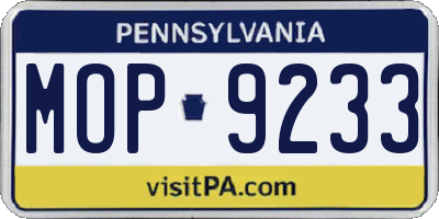 PA license plate MOP9233