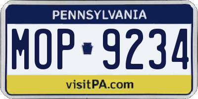 PA license plate MOP9234