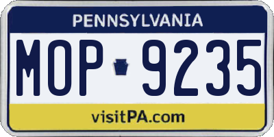 PA license plate MOP9235