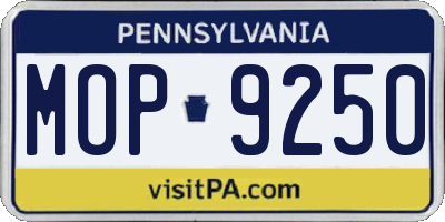 PA license plate MOP9250