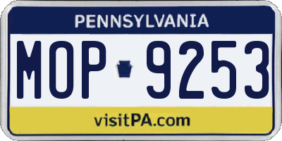 PA license plate MOP9253