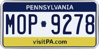 PA license plate MOP9278