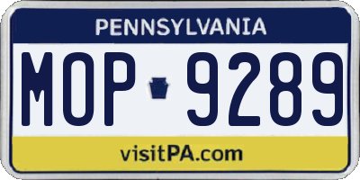 PA license plate MOP9289