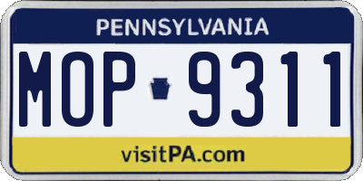 PA license plate MOP9311