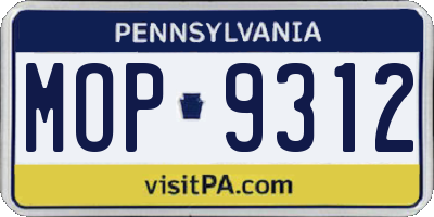 PA license plate MOP9312