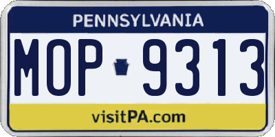 PA license plate MOP9313