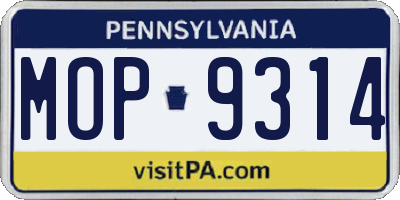 PA license plate MOP9314