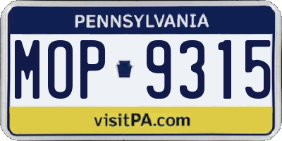 PA license plate MOP9315