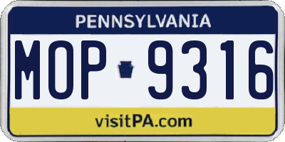 PA license plate MOP9316