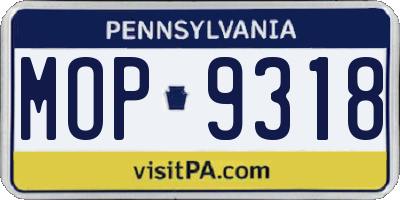 PA license plate MOP9318