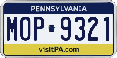 PA license plate MOP9321