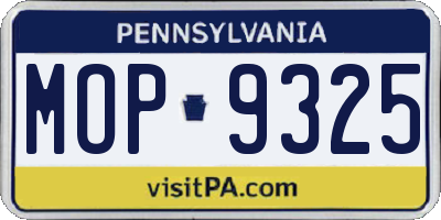 PA license plate MOP9325