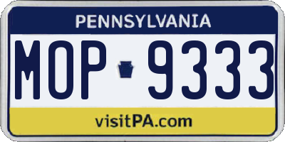 PA license plate MOP9333