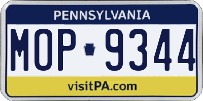 PA license plate MOP9344
