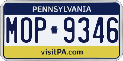 PA license plate MOP9346