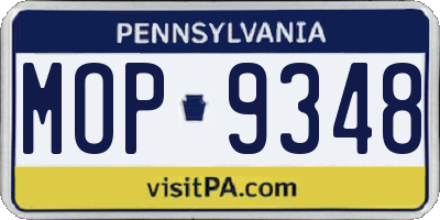 PA license plate MOP9348