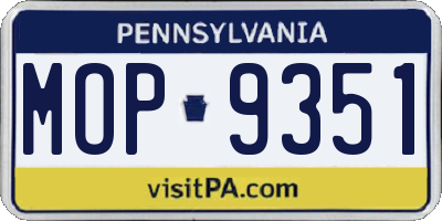 PA license plate MOP9351