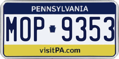 PA license plate MOP9353