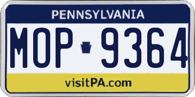 PA license plate MOP9364