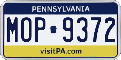 PA license plate MOP9372