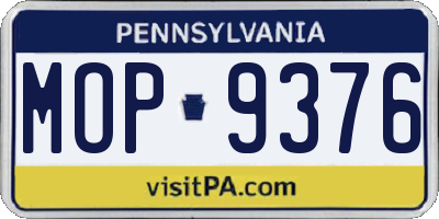 PA license plate MOP9376