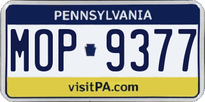 PA license plate MOP9377