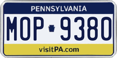 PA license plate MOP9380