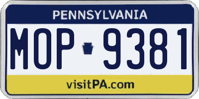 PA license plate MOP9381