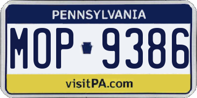 PA license plate MOP9386