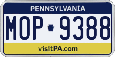 PA license plate MOP9388