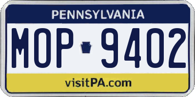 PA license plate MOP9402