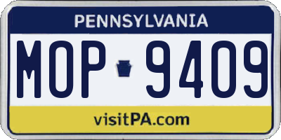 PA license plate MOP9409