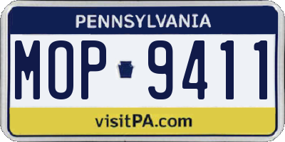 PA license plate MOP9411