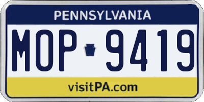 PA license plate MOP9419