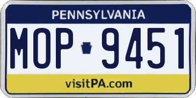 PA license plate MOP9451
