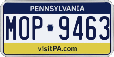 PA license plate MOP9463
