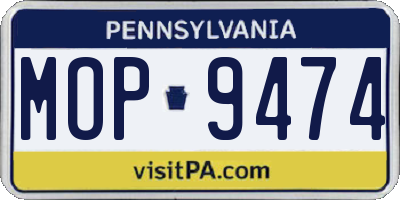 PA license plate MOP9474