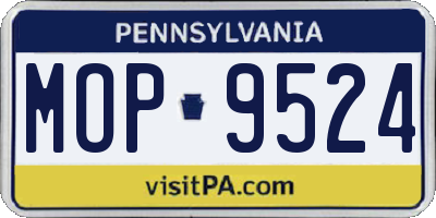 PA license plate MOP9524