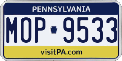 PA license plate MOP9533
