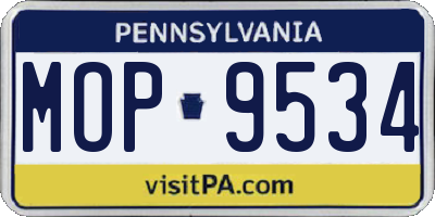 PA license plate MOP9534