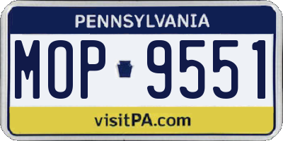PA license plate MOP9551