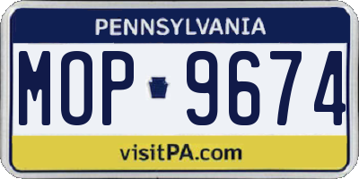 PA license plate MOP9674