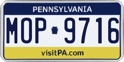 PA license plate MOP9716