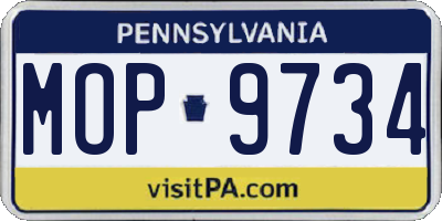 PA license plate MOP9734