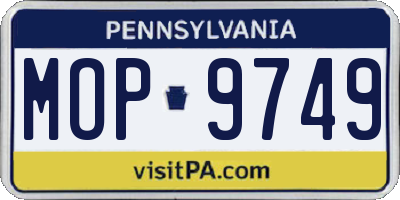 PA license plate MOP9749