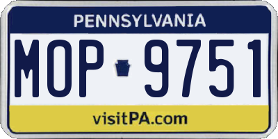 PA license plate MOP9751